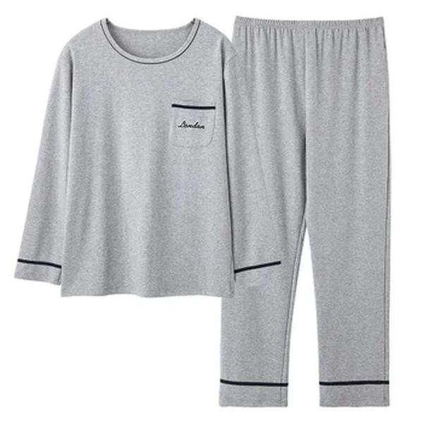 Nova chegada dos homens da primavera pijamas de manga longa masculino conjunto de pijama de algodão knitted para homem pijamas terno homewear 4xl