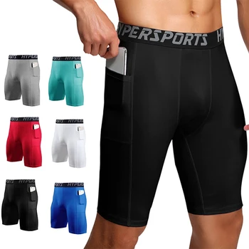 Calções masculinos de compressão sportswear calças justas de treino, leggings de ginástica fitness, calças curtas calças esportivas, shorts de corrida, verão, 2023