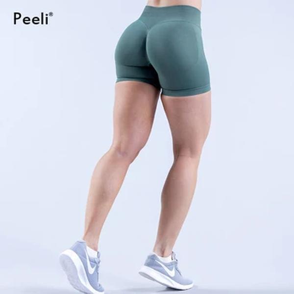 Seamless Ribbed Yoga Shorts para Mulheres, Bum Ginásio Shorts, Booty Running Short, Butt Lifting, Calças de treino, Flex, Scrunch, Impacto, 4,5"