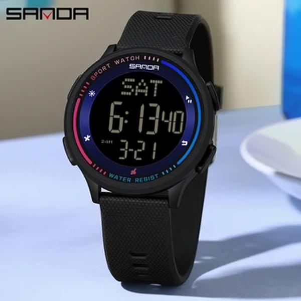 Sanda-relógio masculino com movimento digital, relógio manual, resistente à água, para esportes ao ar livre, para adolescentes, moda, 6158