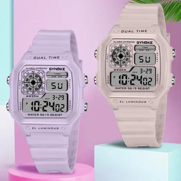 SYNOKE-Relógios Digitais Luminosos Multifuncionais para Senhoras, Relógio de Pulso Chrono Impermeável para Meninas, Relógio Esportivo Estudantil, Moda Outdoor, Novo