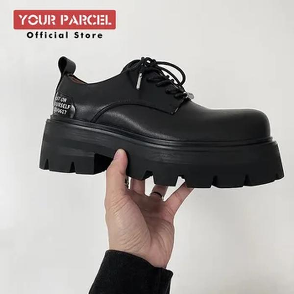 Sapatos de couro elevado para homens e mulheres, bota universal, cabeça grande, sola matsuke, sapatos de derby preto, novos, originais, 7cm, 2022