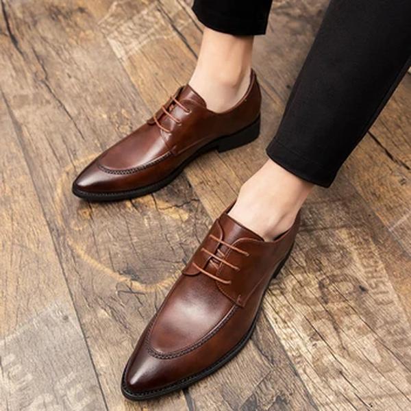 Negócios formal usar sapatos de couro apontou brown derby sapatos de renda preto clássico masculino sapatos banquete britânico casamento terno sapatos