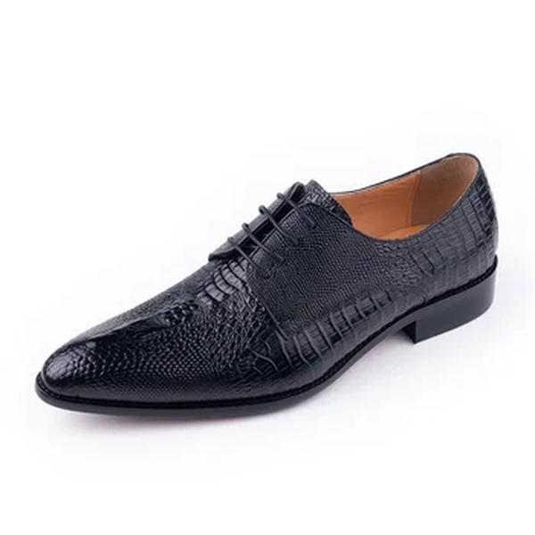 Oxfords de couro genuíno para homens, Black Lace Up, Sapatos Derby Masculino, Impressão de festas, Moda de luxo