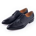 Oxfords de couro genuíno para homens, Black Lace Up, Sapatos Derby Masculino, Impressão de festas, Moda de luxo