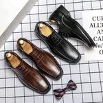 Sapatos de vestido de negócios masculinos, sapatos de couro casuais masculinos, sapatos de casamento com renda, sapatos de alta qualidade, cabeça quadrada, 2024