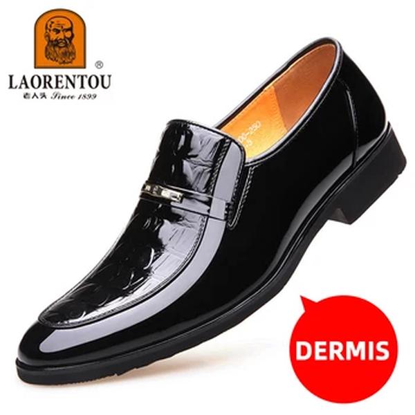 LAORENTOU Sapatos Derby De Couro Genuíno Para Homens, Couro De Patente, Sapatos De Casamento Em Relevo, Vestido De Negócios, 55200