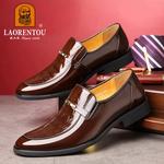 LAORENTOU Sapatos Derby De Couro Genuíno Para Homens, Couro De Patente, Sapatos De Casamento Em Relevo, Vestido De Negócios, 55200