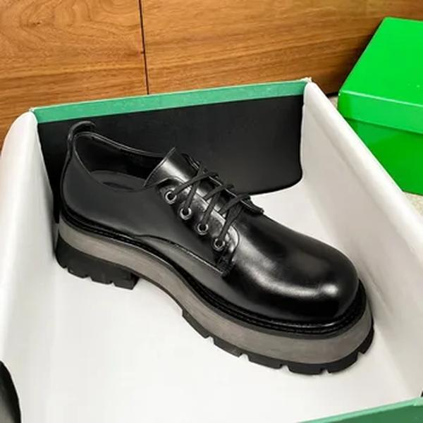 Sapatos Derby de couro genuíno para homens, Sola grossa, Negócios britânicos, vestido casual, sapatos de casamento, moda luxuosa