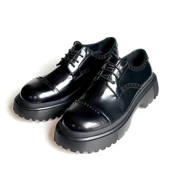 Sapatos de couro genuíno brogue derby masculino, sola grossa, com cordões, Oxford britânico, high-end, negócio, moda luxuosa