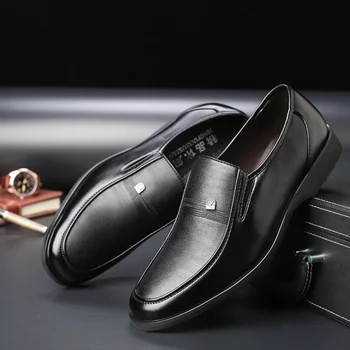 Sapatos de couro Oxford preto masculino, vestido grande, alta qualidade, formal, novo