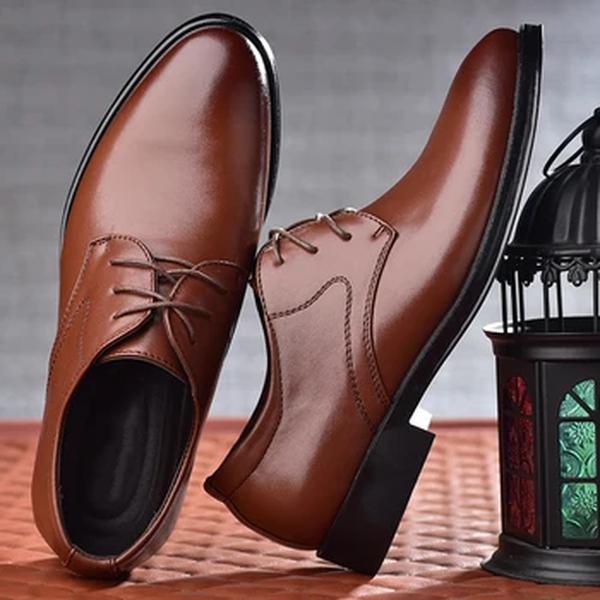 Sapatos de couro preto masculino, Formal Oxfords, tamanhos grandes, festa de casamento, escritório, negócios