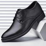 Sapatos de couro preto masculino, Formal Oxfords, tamanhos grandes, festa de casamento, escritório, negócios