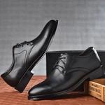 Sapatos de couro preto masculino, Formal Oxfords, tamanhos grandes, festa de casamento, escritório, negócios