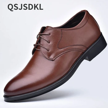 Sapatos para homem sapatos de couro sapatos de vestido de negócios tudo-jogo casual absorção de choque calçado resistente ao desgaste chaussure homme