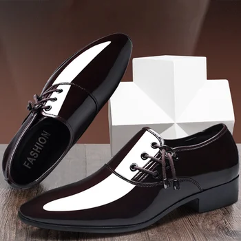 Sapatos De Couro Italiano Para Homens, Lace Up Oxfords, Couro Preto, Festa De Casamento, Negócios, Tendências, Tamanhos Grandes