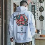 Homens e mulheres japoneses Hip Hop Hoodies, moletons casuais, pulôver solto, capuz diabo, streetwear Harajuku, moda meninos legais