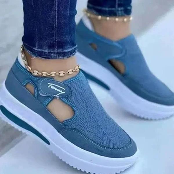 Sapatos esportivos femininos de malha respirável, sandálias de plataforma vulcanizada, tênis casuais femininos, verão, novo, 2023