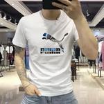 Algodão puro masculino em torno do pescoço t-shirt, manga curta, respirável, moda casual, verão, novo, marca desconto, 2022