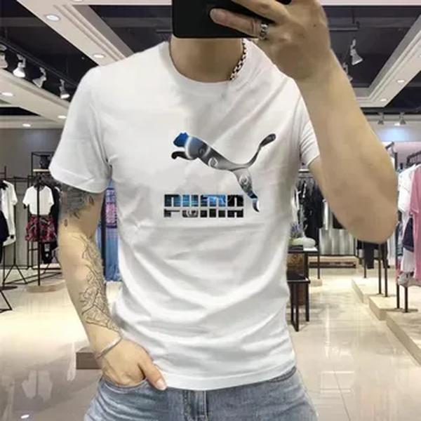 Algodão puro masculino em torno do pescoço t-shirt, manga curta, respirável, moda casual, verão, novo, marca desconto, 2022