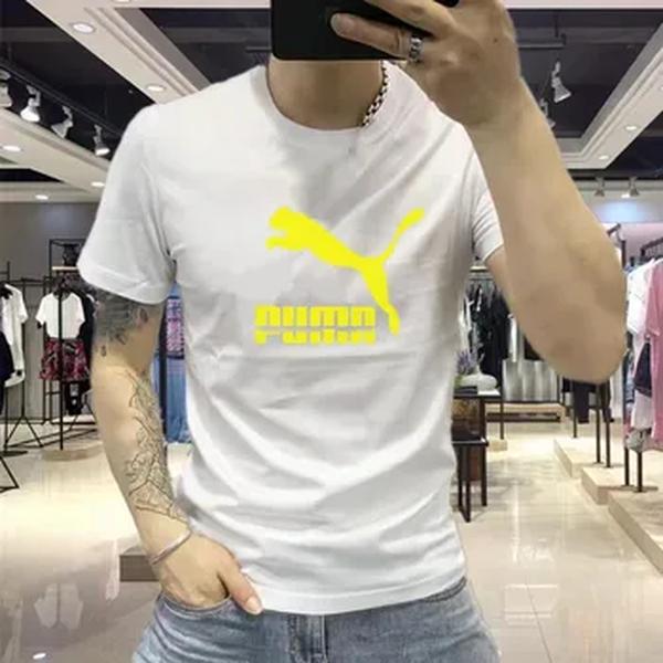 Algodão puro masculino em torno do pescoço t-shirt, manga curta, respirável, moda casual, verão, novo, marca desconto, 2022