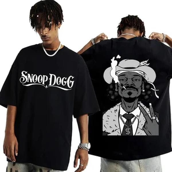 Rapper Snoop Dogg gráfico camiseta masculina, estilo de moda Hip Hop, camiseta engraçada, streetwear superdimensionado unissex, venda quente, verão