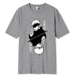 Jiu-jutsu Kaisen Anime masculino camiseta gráfica de algodão, camiseta Satoru Gojo, camisas com gola O, roupas femininas de manga curta, moda