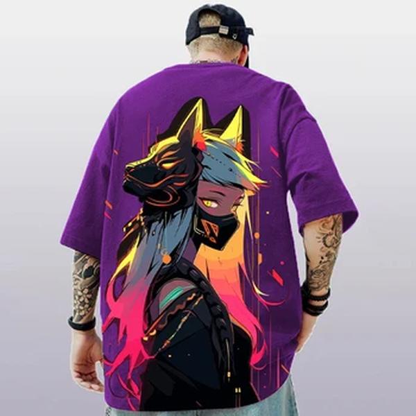 Camiseta 3D com estampa de personagens de anime masculino, Tops largos, manga curta, casual, tendência de rua, verão, nova