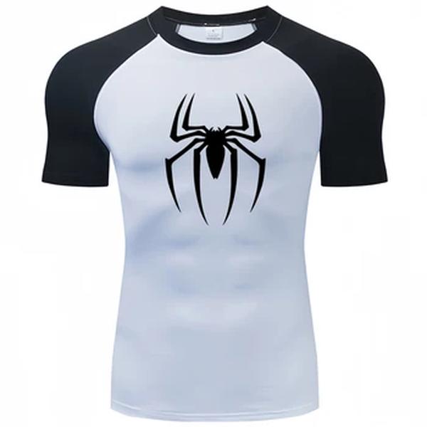 T-shirt de compressão secagem rápida masculina, ginásio de fitness, super-herói, corrida desportiva, tops Rashgard, t manga curta, novo