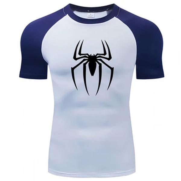 T-shirt de compressão secagem rápida masculina, ginásio de fitness, super-herói, corrida desportiva, tops Rashgard, t manga curta, novo