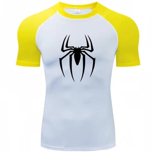 T-shirt de compressão secagem rápida masculina, ginásio de fitness, super-herói, corrida desportiva, tops Rashgard, t manga curta, novo