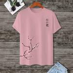 Camiseta solta de grandes dimensões masculina, estampada em flor de cerejeira 3D, manga curta casual diária, Harajuku Sportswear de rua