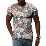 Verão nova masculina floral padrão 3d camiseta rua hip hop personalidade impressão topos moda em torno do pescoço manga curta roupas