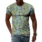 Verão nova masculina floral padrão 3d camiseta rua hip hop personalidade impressão topos moda em torno do pescoço manga curta roupas