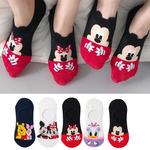 Disney-meias casuais de verão para mulheres, desenhos animados de animais, rato, pato, invisível, engraçado, algodão macio, bonito, tamanho 34-40, 5 pares