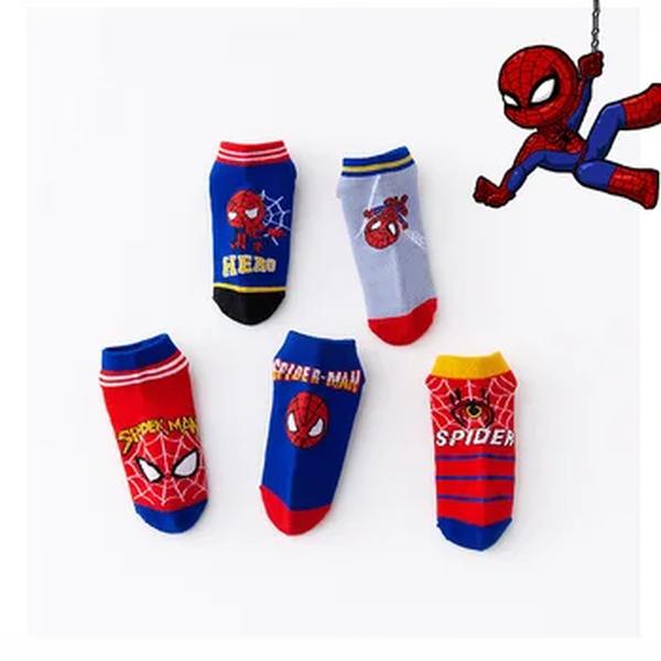 Crianças Spiderman Anime Meias, Meias Curtas, Meias de Barco, Desenhos Animados, Kawaii, Bebê, Meninos, Crianças, Presente, Verão, Primavera, 1-12Y, 5 Pares