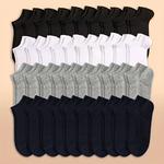 Meias de tornozelo baixas e leves para homens e mulheres, meias sólidas, meias em massa, preto, branco, cinza, 10 pares, 20 pares, 40 pares