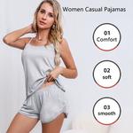 Conjunto de pijama feminino, camisolas, shorts de camisola, roupas de noite, rosa, cinza, verão, suave, macio, XL, XXL