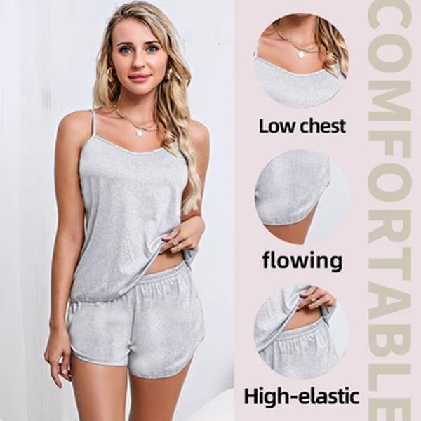 Conjunto de pijama feminino, camisolas, shorts de camisola, roupas de noite, rosa, cinza, verão, suave, macio, XL, XXL