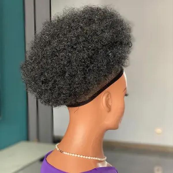 Extensões do Ponytail do Drawstring do Afro Puff para mulheres negras, cabelo encaracolado pervertido, perucas do ponytail do bolo, uso diário, 4b, 4c, 10"