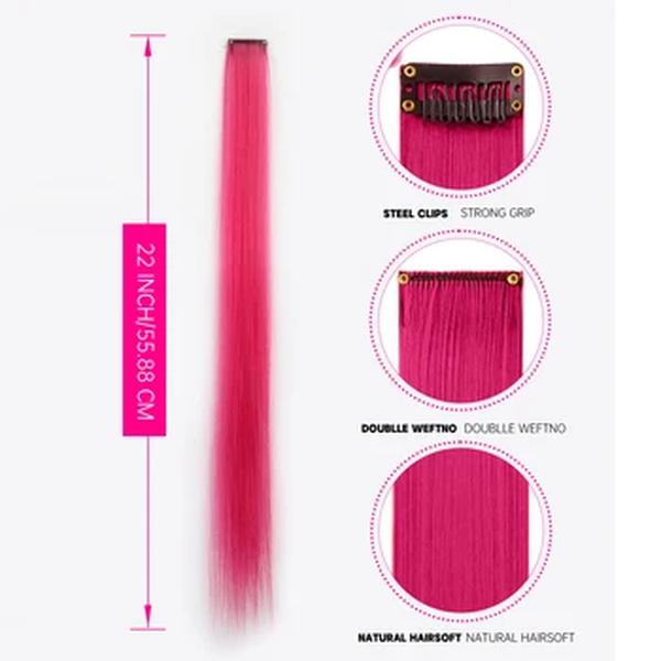 Sparkle extensões de cabelo com clipe no arco-íris, resistente ao calor, ouropel cabelo, brilhante, 22 em, 5 PCs por pacote