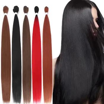 Extensões sintéticas do cabelo reto, pacotes do cabelo de Ombre, fibra resistente ao calor, tecendo, 26"