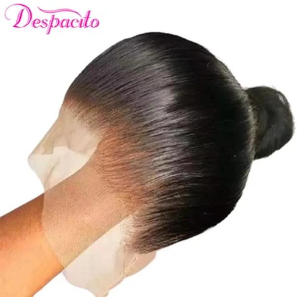 Peruca de cabelo humano de renda completa reta para mulheres, perucas frontais transparentes, fechamento de renda, osso reto, 13x6, 13x4, 360 HD