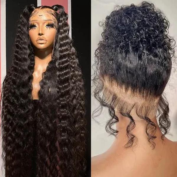 Onda de água brasileira peruca de cabelo humano para mulheres, fechamento completo do laço, perucas dianteiras, sem cola, onda profunda, 13x4, 5x5, 360