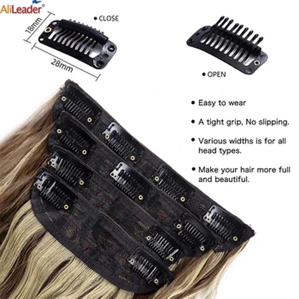 Longo ondulado sintético clip-in extensões de cabelo para mulheres, hairpieces grossos, cabeça cheia, hairpieces ombre, 20 ", 4pcs por conjunto