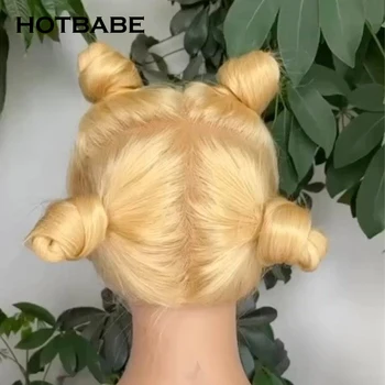 HOTBABE-perucas de cabelo humano loiro cheio para mulheres, peruca de renda transparente, pré-arrancadas cabelo remy, 180 densidade, loira, 613