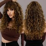 7jhh perucas afro kinky encaracolado peruca com franja peruca sintética loira encaracolado para preto feminino cabelo natural cosplay festa resistente ao calor