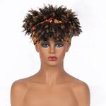 Cabelo africano Banda Peruca, Gradual Marrom Escuro, Pequenas Perucas Encaracoladas, Headcover Afro Kinky Cabelos