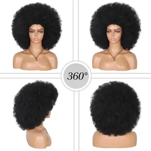 Afro Curly perucas para mulheres negras, perucas cheias, desgaste sem cola, macio, grande Bouncy, aparência natural