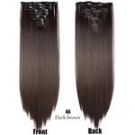 BENEHAIR-Clipes Sintéticos Extensão de Cabelo para Mulheres, Longo Liso, Pedaços de Cabelo Falso, Vermelho, Preto, Marrom, 23"